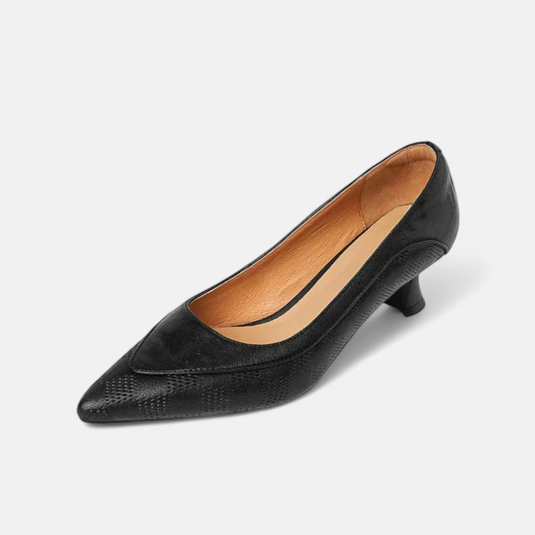 Skórzane buty na obcasie